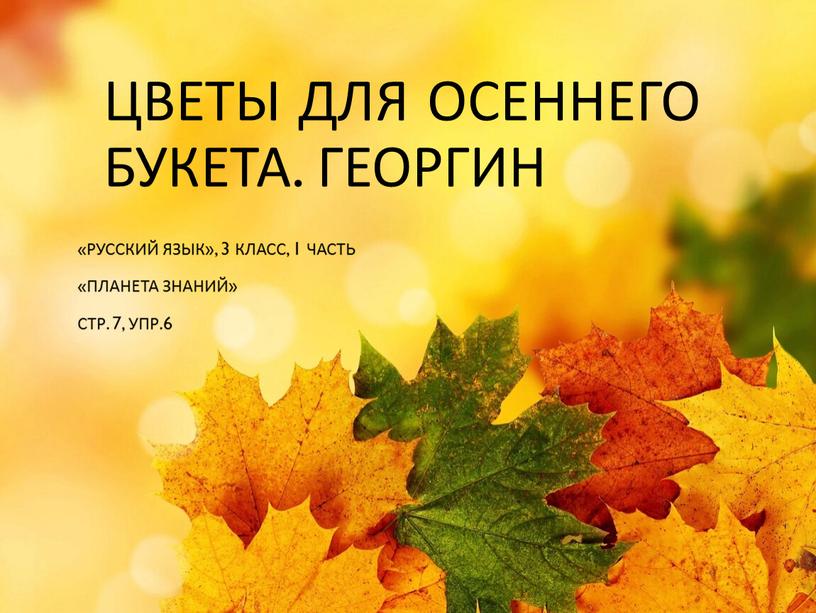 Цветы для осеннего букета. Георгин «Русский язык», 3 класс, 1 часть «Планета знаний»