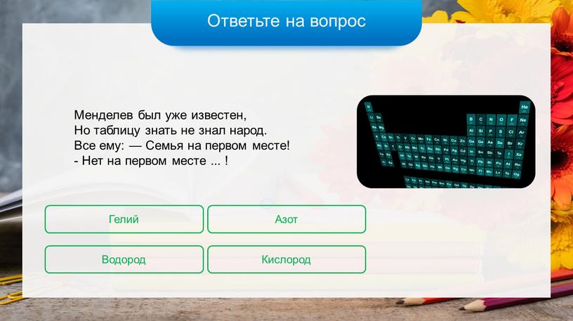 Ответьте на вопрос Менделев был уже известен,