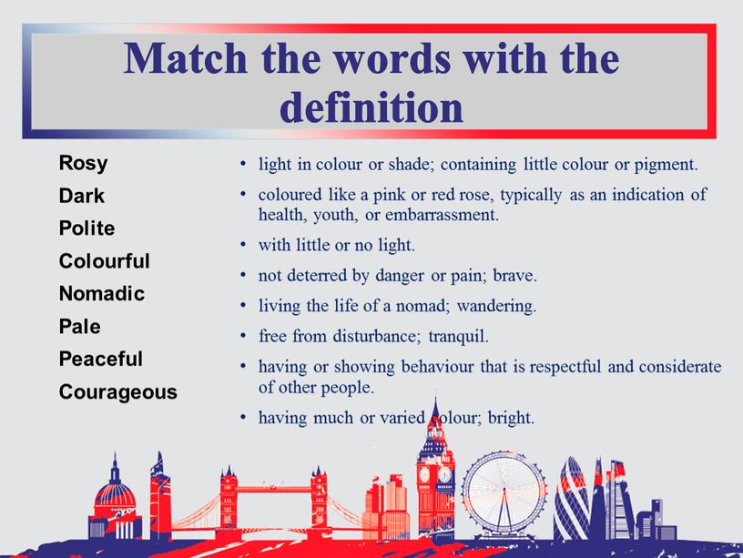 Match the words with the definition