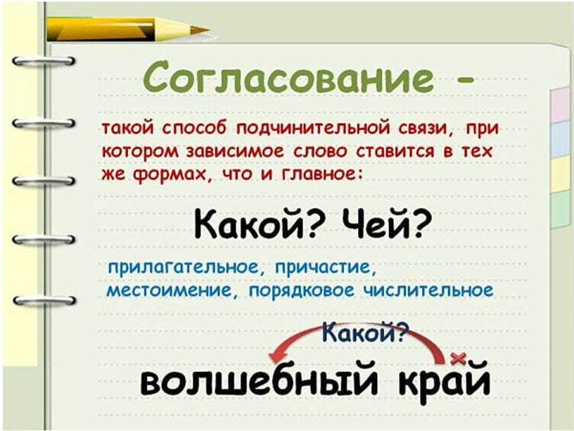 СЛОВОСОЧЕТАНИЕ. ВИДЫ ПОДЧИНИТЕЛЬНОЙ СВЯЗИ В СЛОВОСОЧЕТАНИИ. ТЕОРИЯ И ПРАКТИКА