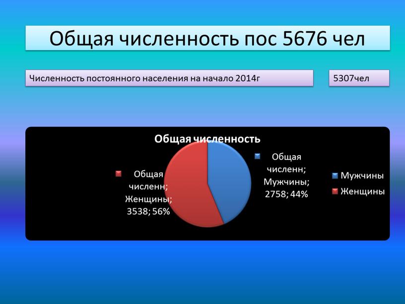 Общая численность пос 5676 чел