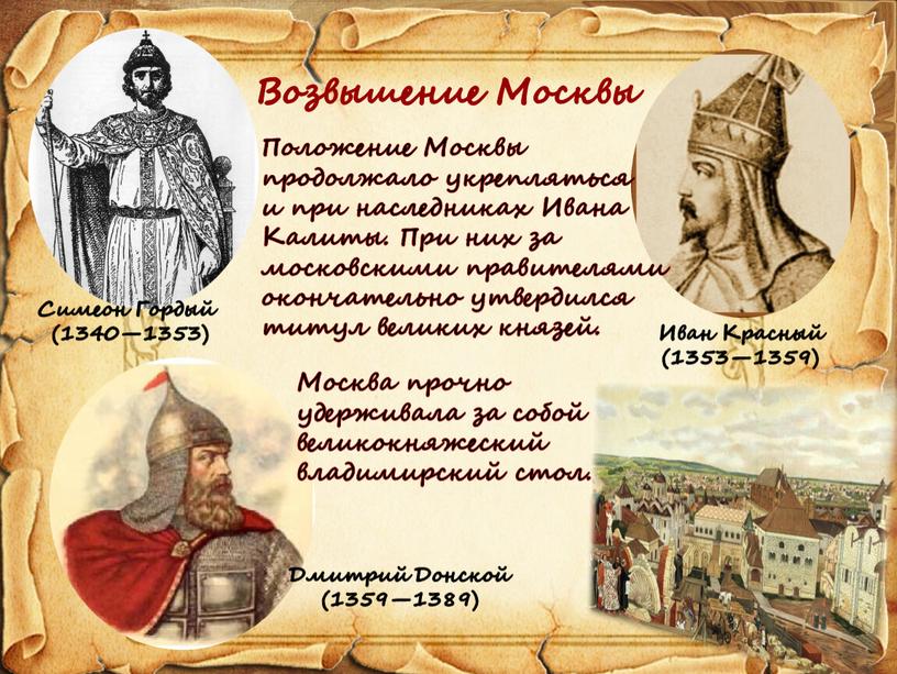 Положение Москвы продолжало укрепляться и при наследниках