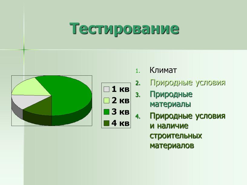 Тестирование Климат Природные условия