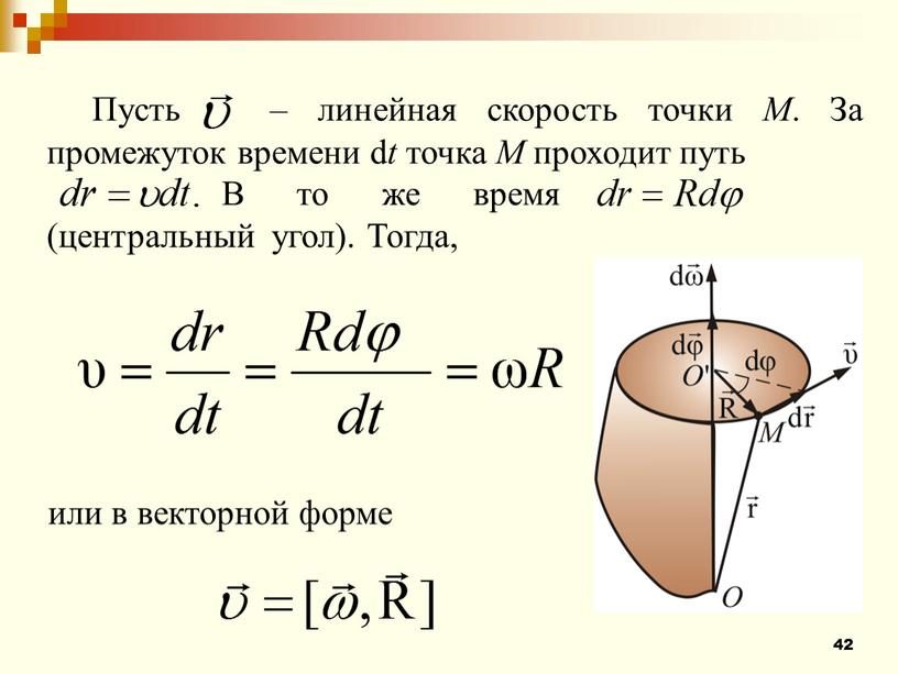 Пусть – линейная скорость точки