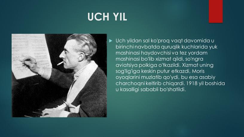 UCH YIL Uch yildan sal ko'proq vaqt davomida u birinchi navbatda quruqlik kuchlarida yuk mashinasi haydovchisi va tez yordam mashinasi bo'lib xizmat qildi, so'ngra aviatsiya…