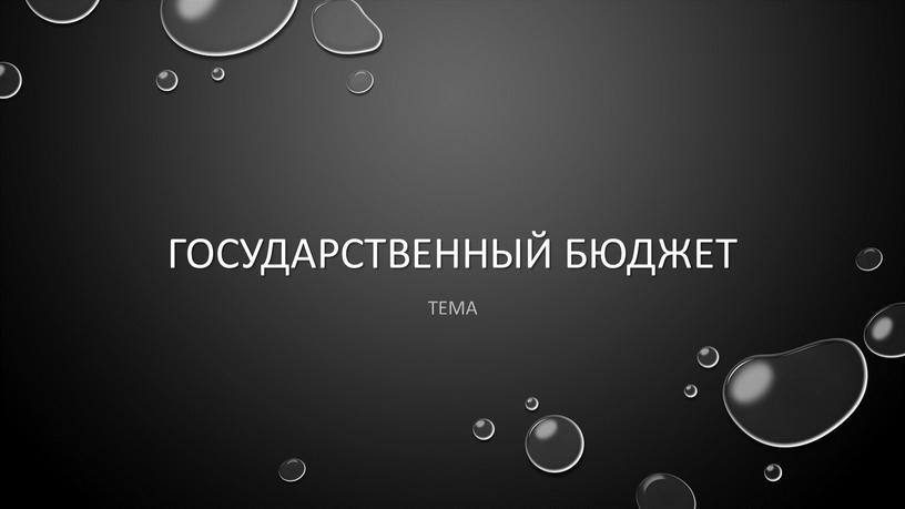 Государственный бюджет тема