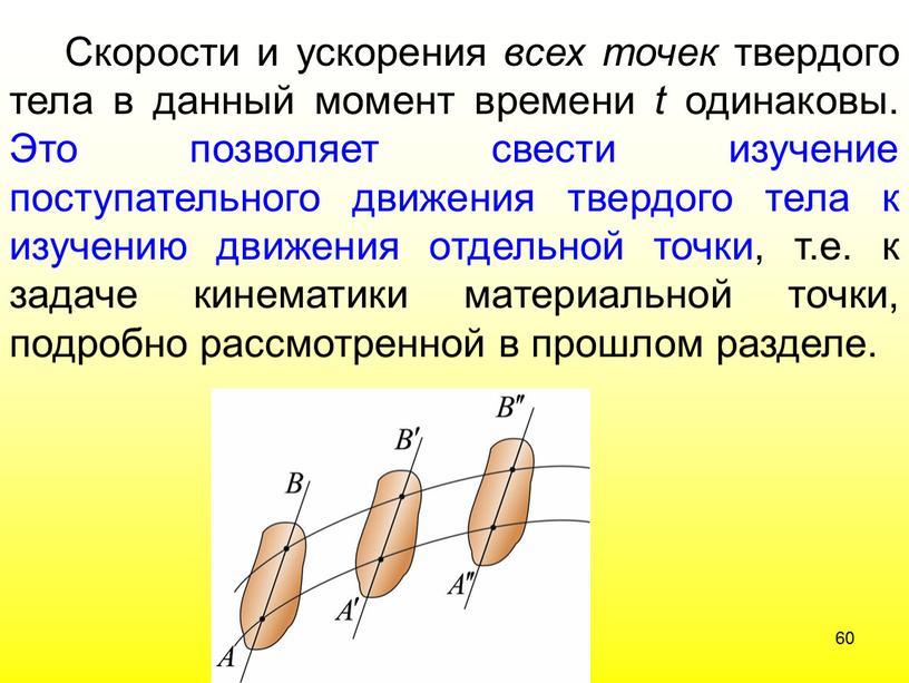 Скорости и ускорения всех точек твердого тела в данный момент времени t одинаковы