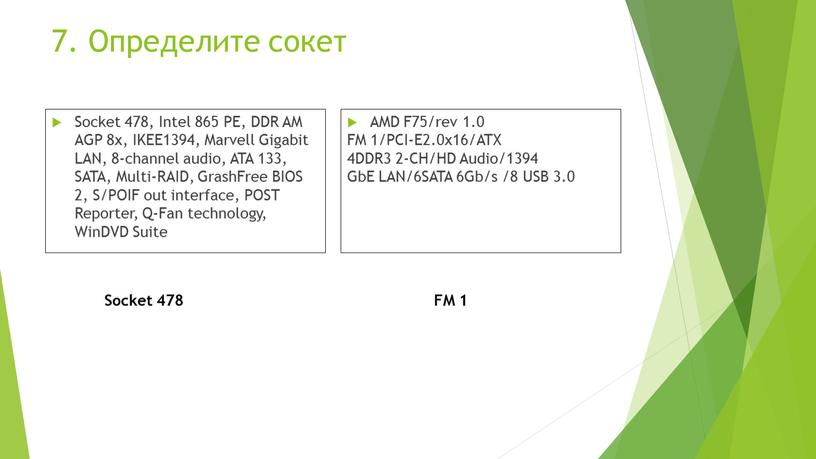 Определите сокет Socket 478, Intel 865