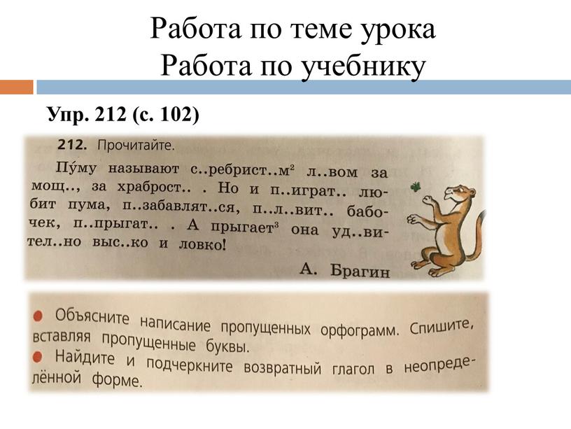 Работа по теме урока Работа по учебнику