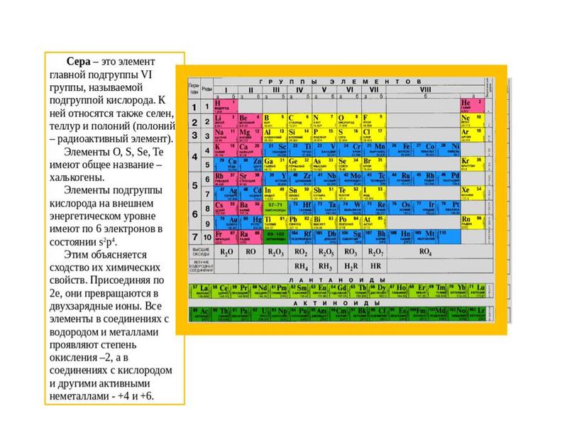 Презентация "Сера и ее соединения"