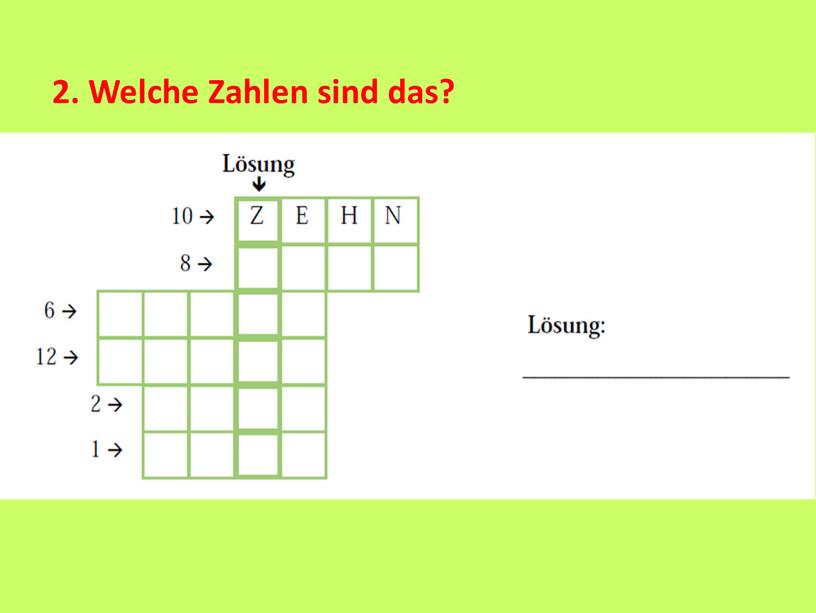 2. Welche Zahlen sind das?