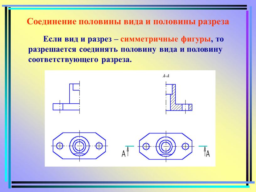 Соединение половины вида и половины разреза