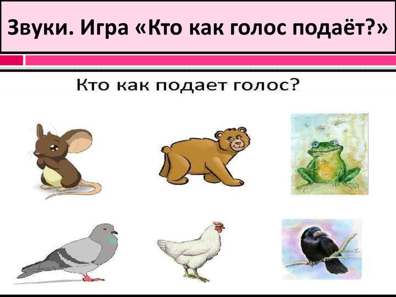 Звуки. Игра «Кто как голос подаёт?»