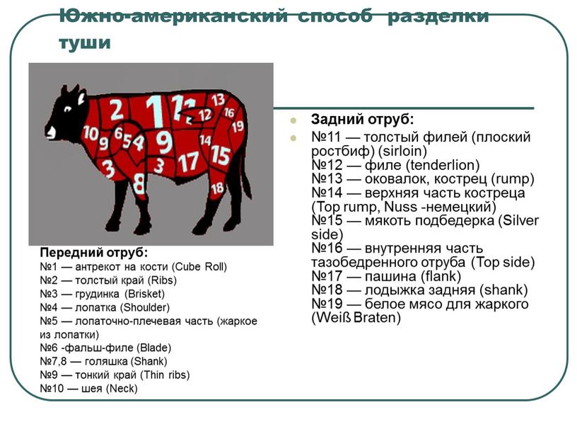 Южно-американский способ разделки туши