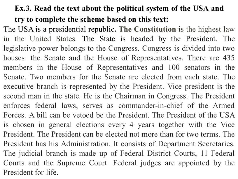 Ex.3. Read the text about the political system of the