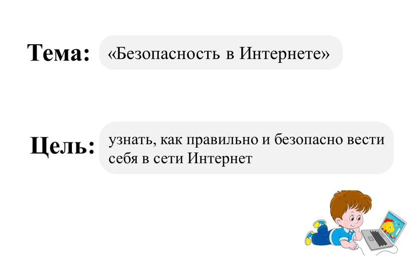 Тема: Цель: «Безопасность в Интернете» узнать, как правильно и безопасно вести себя в сети