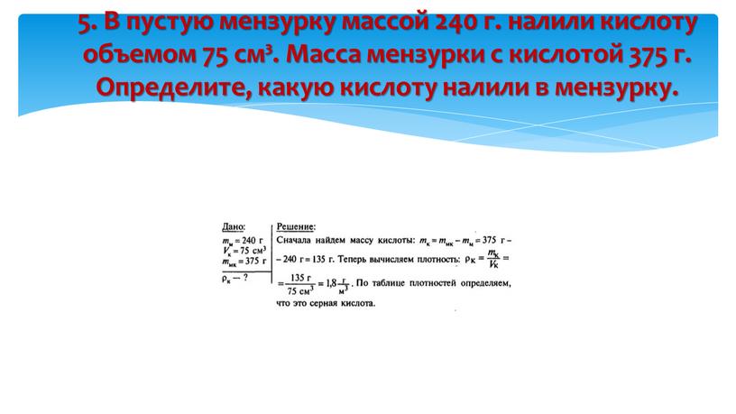 В пустую мензурку массой 240 г