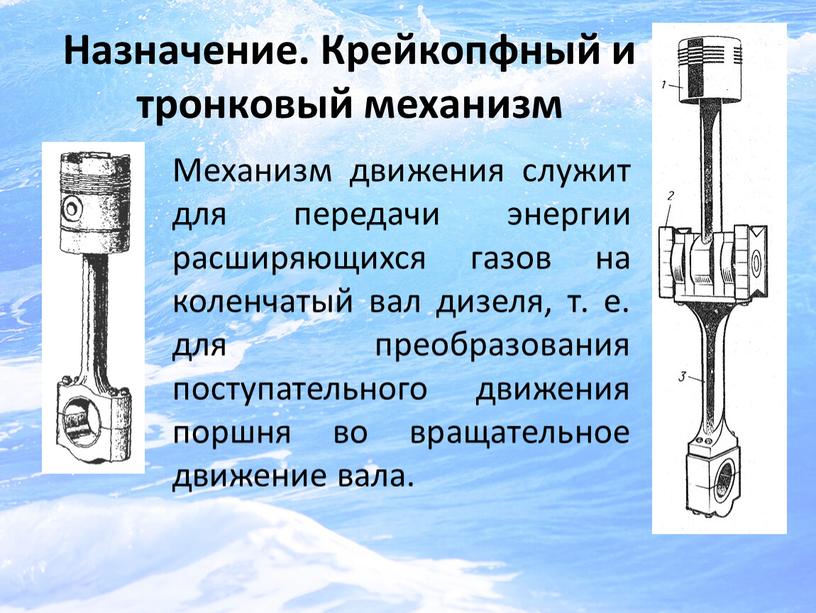 Назначение. Крейкопфный и тронковый механизм