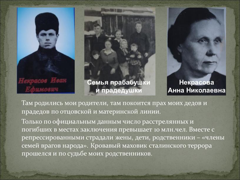 Там родились мои родители, там покоится прах моих дедов и прадедов по отцовской и материнской линии