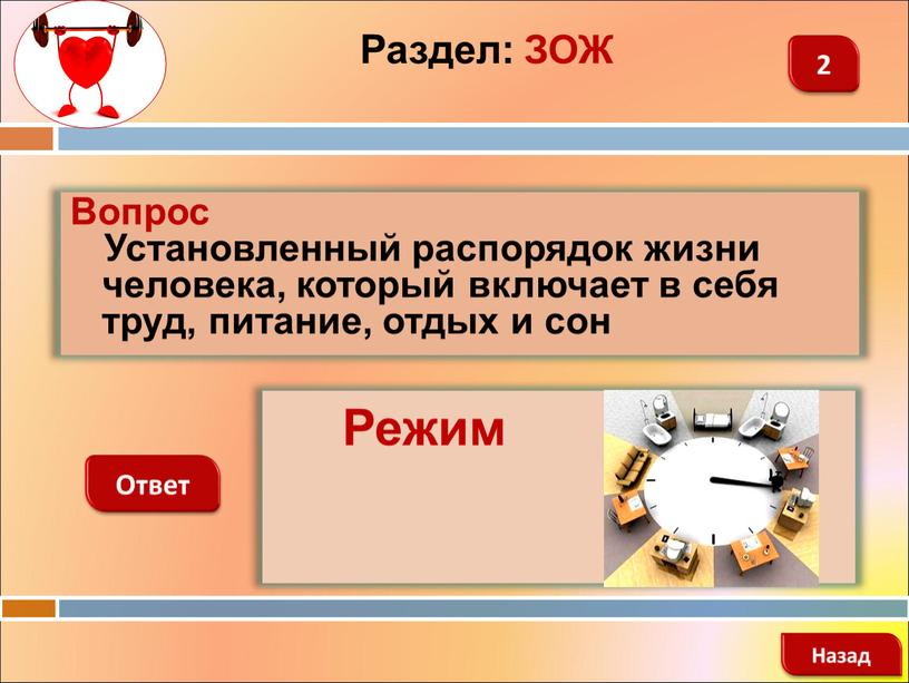 Вопрос Установленный распорядок жизни человека, который включает в себя труд, питание, отдых и сон