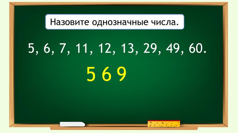 Назовите однозначные числа. 5 6 9