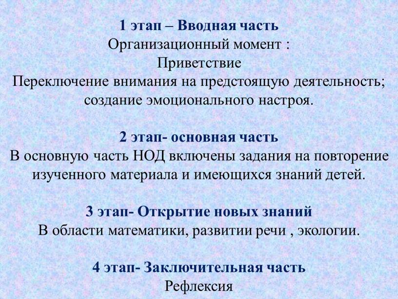 Вводная часть Организационный момент :