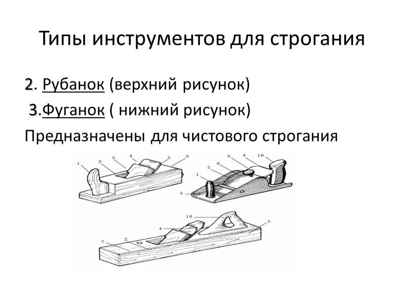 Типы инструментов для строгания 2