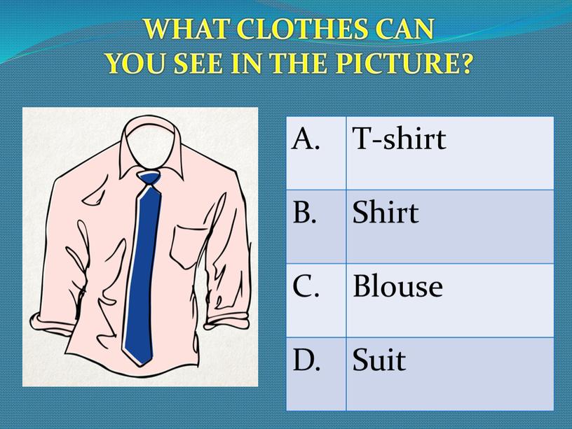 WHAT CLOTHES CAN YOU SEE IN THE