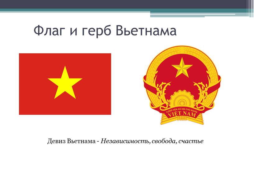 Флаг и герб Вьетнама Девиз Вьетнама -