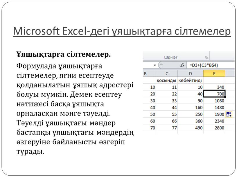 Microsoft Excel-дегі ұяшықтарға сілтемелер Ұяшықтарға сілтемелер