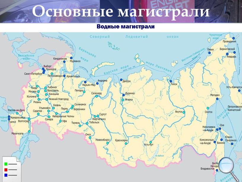 Основные магистрали Водные магистрали