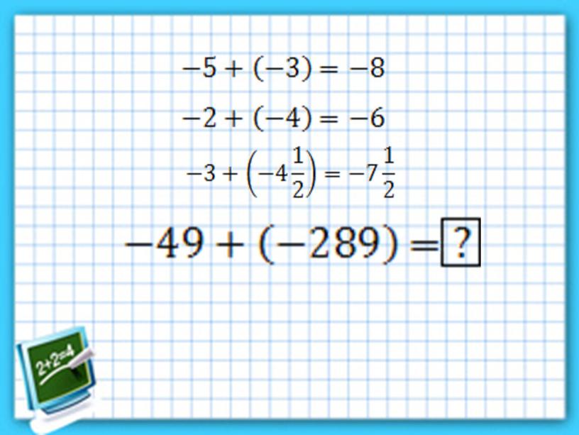 Презентация урока математики "Сложение отрицательных чисел" (6 класс)