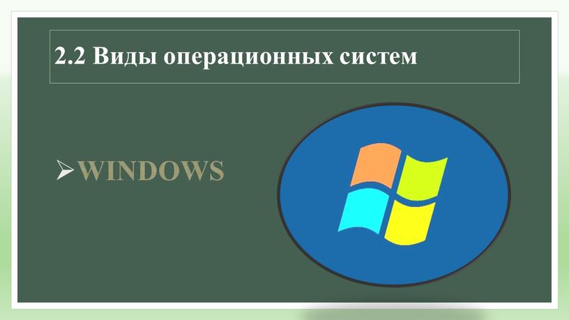 Виды операционных систем WINDOWS