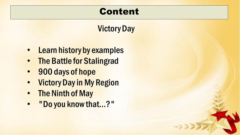 Content Victory Day Learn history by examples