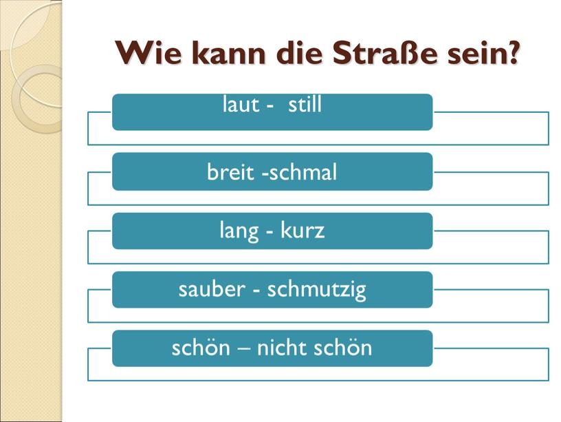 Wie kann die Straße sein?