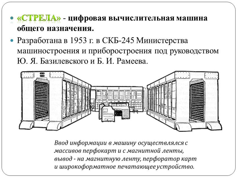 СТРЕЛА» - цифровая вычислительная машина общего назначения