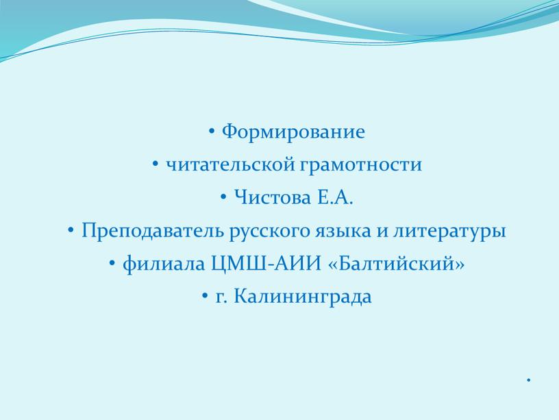 Формирование читательской грамотности