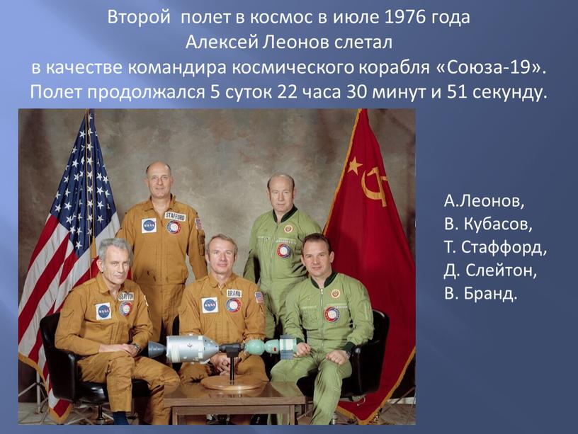 Второй полет в космос в июле 1976 года