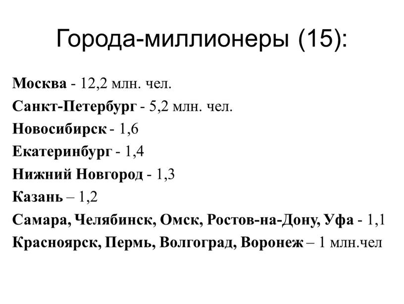 Города-миллионеры (15): Москва - 12,2 млн