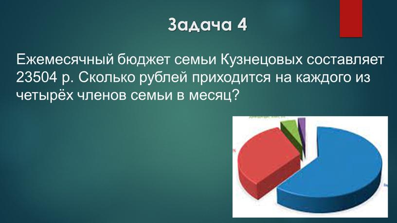 Задача 4 Ежемесячный бюджет семьи