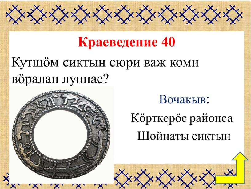 Краеведение 40 Кутшӧм сиктын сюри важ коми вӧралан лунпас?