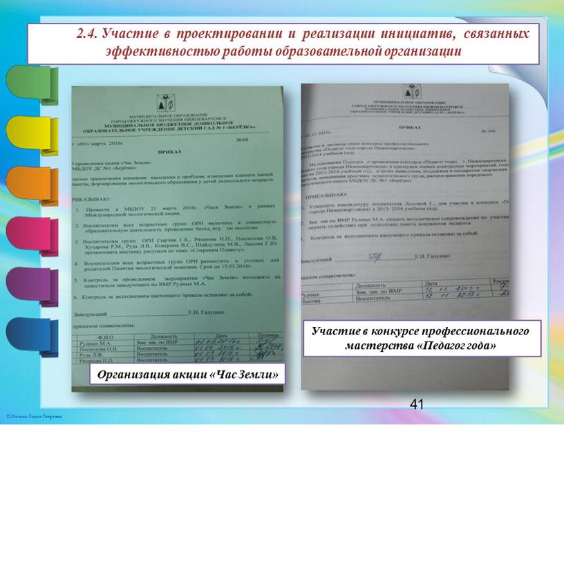 Участие в проектировании и реализации инициатив, связанных эффективностью работы образовательной организации