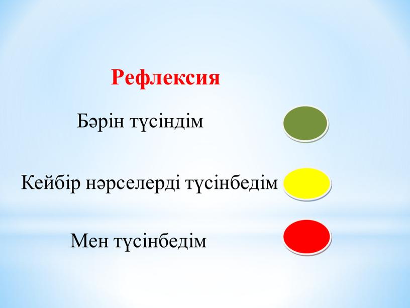 Рефлексия Бәрін түсіндім Кейбір нәрселерді түсінбедім