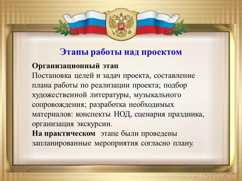 Этапы работы над проектом Организационный этап