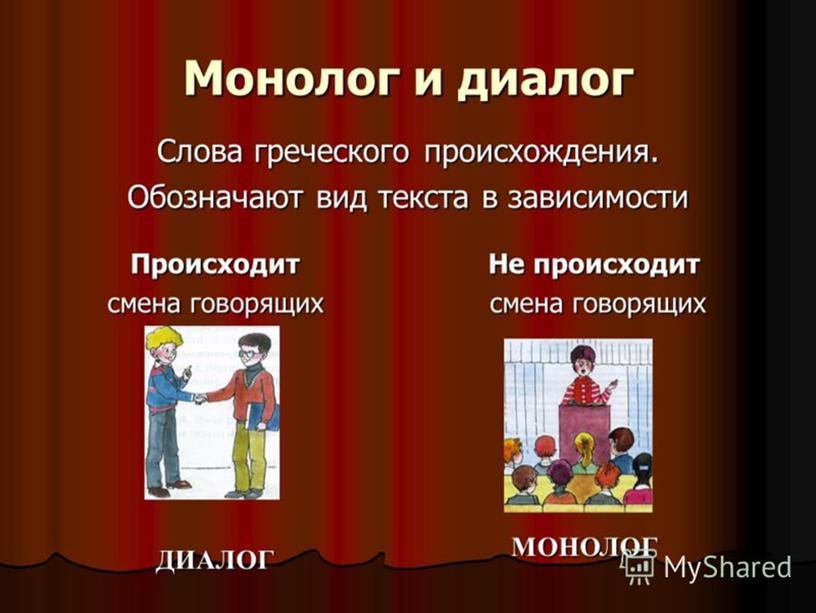 Презентация к уроку русского языка  во 2 классе на тему: "Как отличить диалог от монолога"