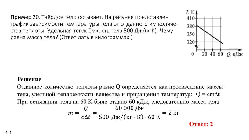 Пример 20. Твёрдое тело осты­ва­ет