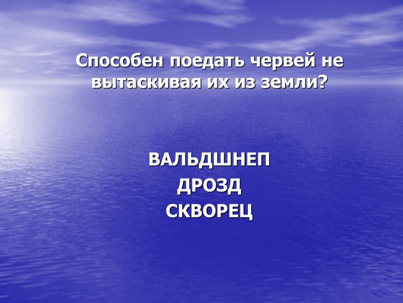 Способен поедать червей не вытаскивая их из земли?