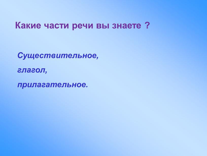 Какие части речи вы знаете ?