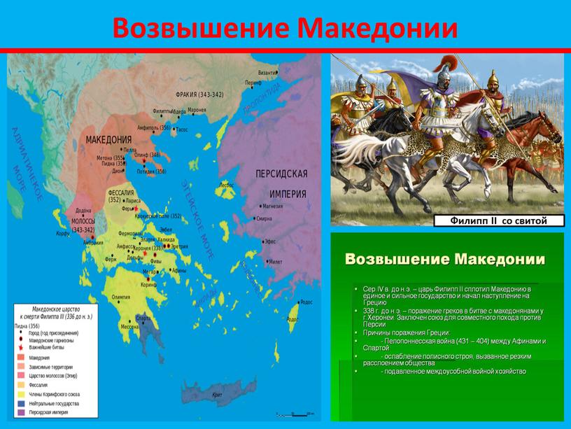 Возвышение Македонии Филипп II со свитой