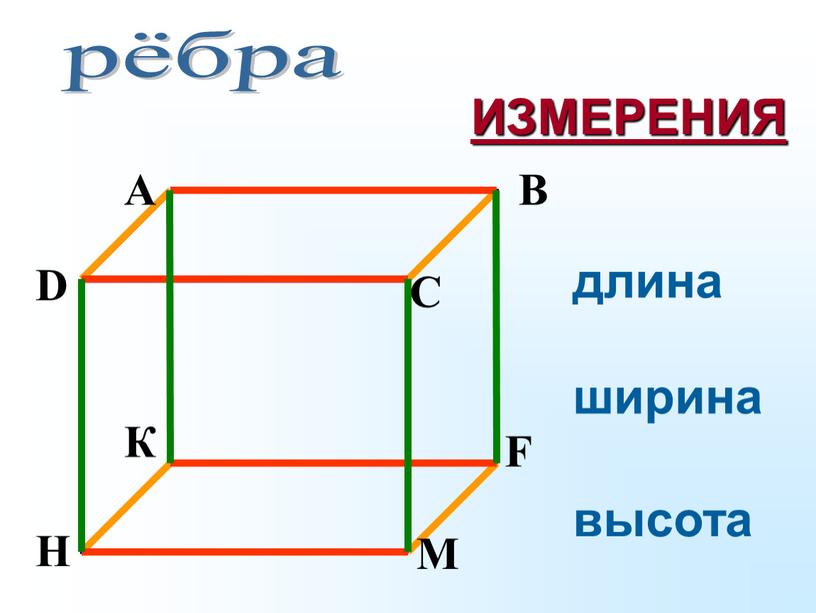 рёбра длина ширина высота ИЗМЕРЕНИЯ